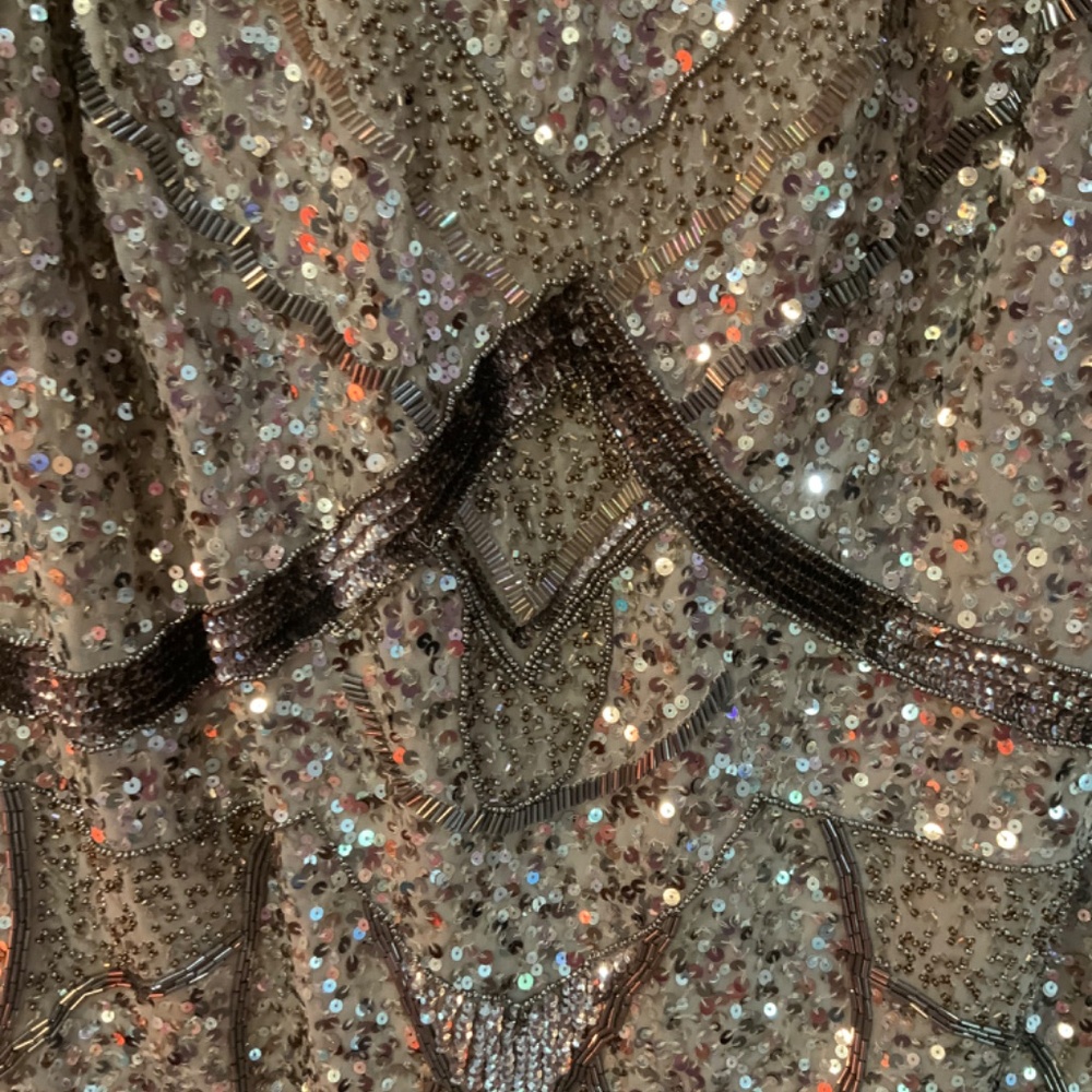 AIDAN MATTOX SEQUIN BEADED FORMAL WEDDING NUDE TANK SIZE M - Picture 4 of 10